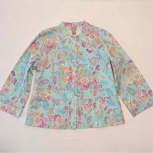 SIGRID OLSEN Sport Multicolor Pastel Floral Spring Summer Jacket Cotton Blend